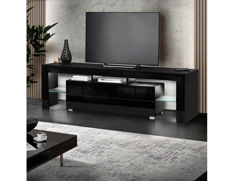 LED TV Stand Entertainment Unit TV Cabinet LED 160cm Black