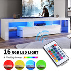 White TV Unit High Gloss Finish with Drawer – 190cm