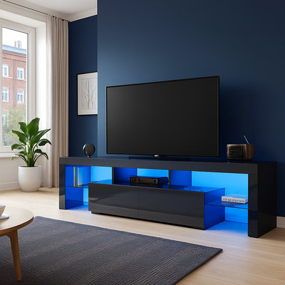LED TV Stand Entertainment Unit TV Cabinet LED 160cm Black