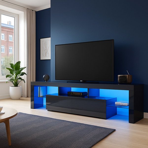 LED TV Stand Entertainment Unit TV Cabinet LED 160cm Black
