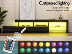 LED Entertainment Unit TV Cabinet with Drawers 215cm Black