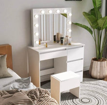 Load image into Gallery viewer, Dressing Table LED Makeup Mirror Stool Set Bulbs Vanity Desk
