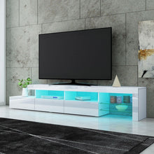 Load image into Gallery viewer, TV Cabinet Entertainment Unit Stand RGB LED Gloss Furniture 215cm White
