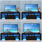 Modern Entertainment Unit TV Cabinet LED 130cm Black Gloss Finish