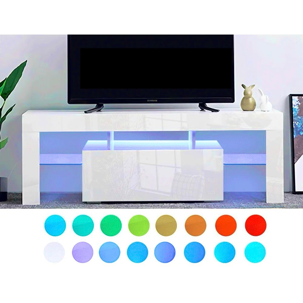 LED Entertainment Unit TV Cabinet 130cm High Gloss White