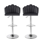 Bar Stool X2 Kitchen Dining Counter Gaslift Chair Adjustable Velvet Grey
