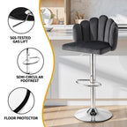 Bar Stool X2 Kitchen Dining Counter Gaslift Chair Adjustable Velvet Grey