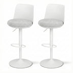 Artiss 2x Bar Stools Kitchen Swivel Gas Lift Counter Dining Chair Curved White