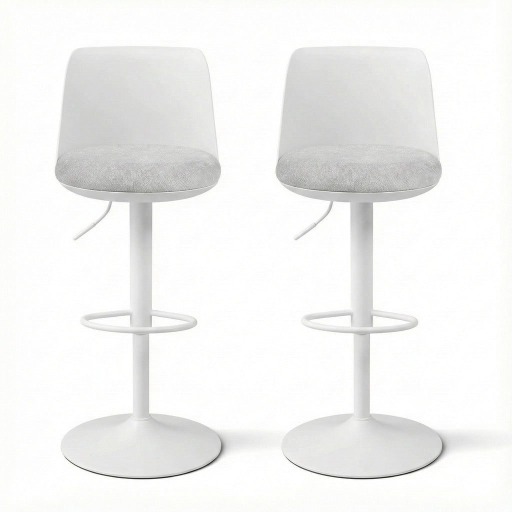 Artiss 2x Bar Stools Kitchen Swivel Gas Lift Counter Dining Chair Curved White