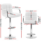 Modern 4x Bar Stools Leather Gas Lift w/Armrest White
