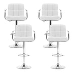 Modern 4x Bar Stools Leather Gas Lift w/Armrest White