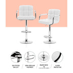 Modern 4x Bar Stools Leather Gas Lift w/Armrest White