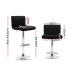 Modern 2x Bar Stools Gas Lift Leather Chairs Black