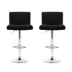 Modern 2x Bar Stools Gas Lift Leather Chairs Black