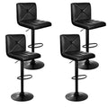 Modern 4x Bar Stools Gas Lift Leather Chair Black