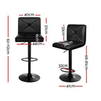 Modern 4x Bar Stools Gas Lift Leather Chair Black