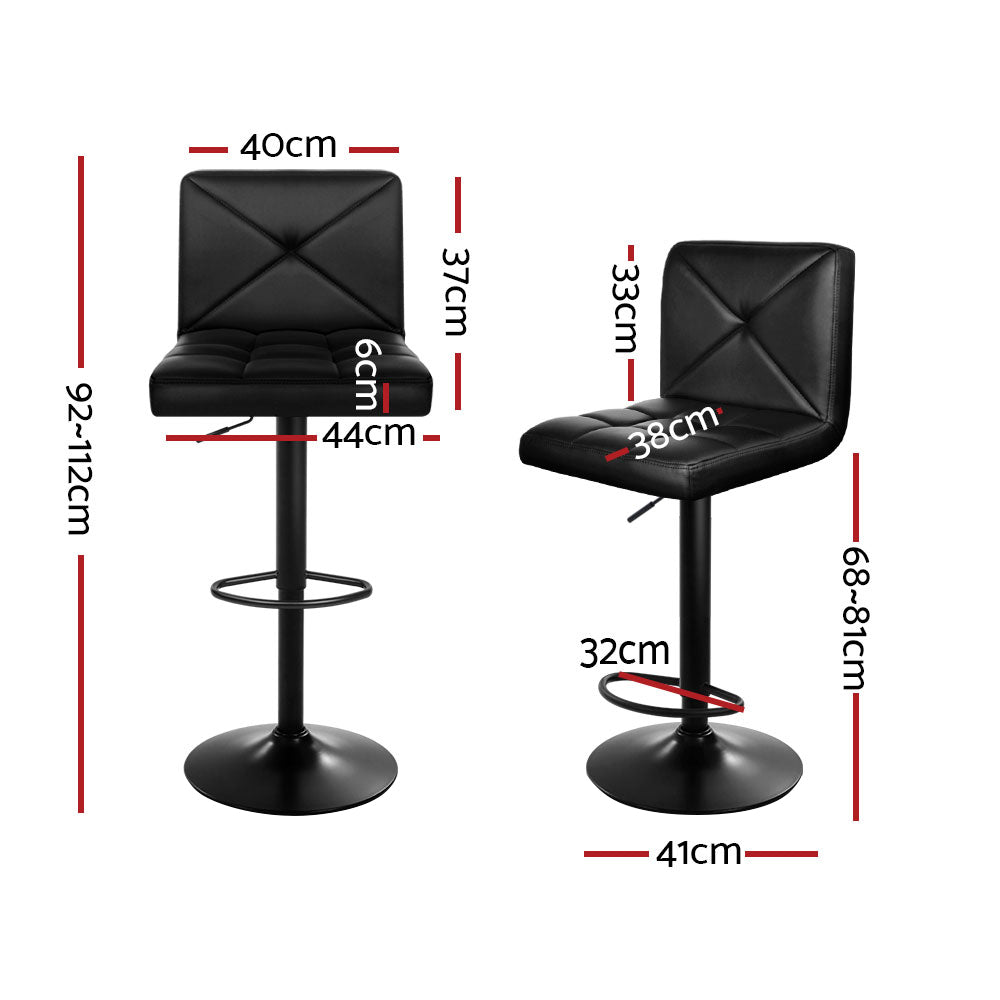 Modern 4x Bar Stools Gas Lift Leather Chair Black