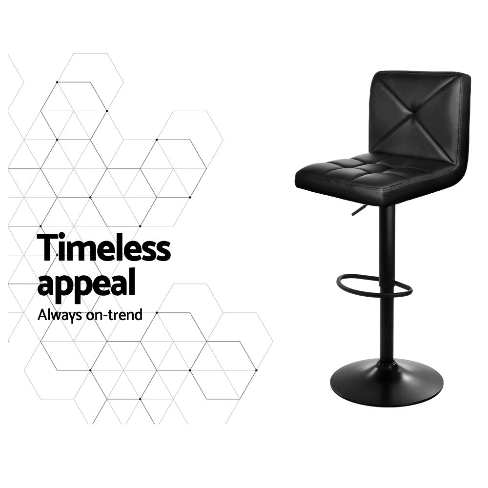 Modern 4x Bar Stools Gas Lift Leather Chair Black