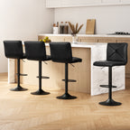 Modern 4x Bar Stools Gas Lift Leather Chair Black