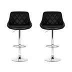 2x Bar Stools Leather Padded Gas Lift Stool Black