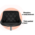 2x Bar Stools Leather Padded Gas Lift Stool Black