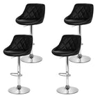 Modern 4x Bar Stools Leather Padded Gas Lift Black