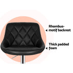 Modern 4x Bar Stools Leather Padded Gas Lift Black