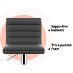 2x Bar Stools Padded Leather Gas Lift Grey