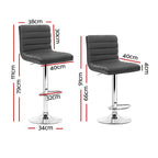 Modern Set of 4 PU Leather Lined Pattern Bar Stools- Grey and Chrome