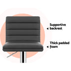Modern Set of 4 PU Leather Lined Pattern Bar Stools- Grey and Chrome