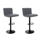 Modern 2x Bar Stools Vintage Leather Gas Lift Grey