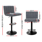 Modern 2x Bar Stools Vintage Leather Gas Lift Grey