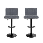 Modern 2x Bar Stools Vintage Leather Gas Lift Grey