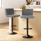 Modern 2x Bar Stools Vintage Leather Gas Lift Grey