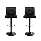 2x Bar Stools Kitchen Dining Chairs Gas Lift Stool Leather Black