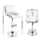 Artiss 2x Bar Stools Gas Lift Leather Padded White