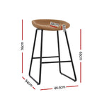 2x Bar Stools Kitchen Dining Chairs Counter Stool PU Leather Metal Brown