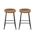 2x Bar Stools Kitchen Dining Chairs Counter Stool PU Leather Metal Brown