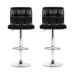 2x Bar Stools Leather Gas Lift Black