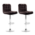 2x Bar Stools Leather Gas Lift Brown