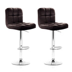 2x Bar Stools Leather Gas Lift Brown