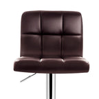 2x Bar Stools Leather Gas Lift Brown