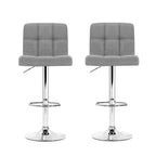 2x Bar Stools Kitchen Dining Chairs Counter Stool Gas Lift Fabric Grey