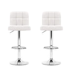 2x Bar Stools Leather Gas Lift White