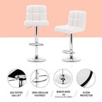 4x Bar Stools Leather Gas Lift White