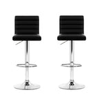 Modern 2x Bar Stools Padded Leather Gas Lift Black