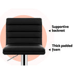 Modern 2x Bar Stools Padded Leather Gas Lift Black