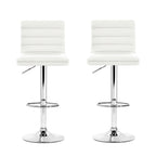 2x Bar Stools Padded Leather Gas Lift White
