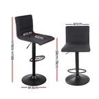 2x Bar Stools Gas Lift Linen Fabric Black
