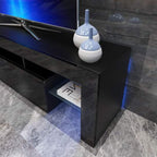 Modern Entertainment Unit TV Cabinet LED 130cm Black Gloss Finish